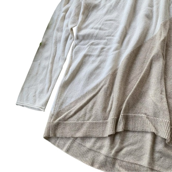 Sutton Studio Cashmere Colorblock Knit Sweater Beige Cream Ivory Size L - Picture 4 of 6